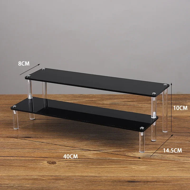 Clear black acrylic display stand with 1 to 5 tiers, ideal for showcasing cupcakes and desserts.