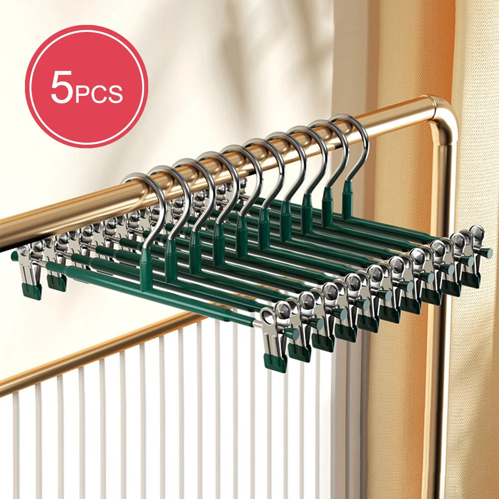 eprolo stainless steel wardrobe clothes drying rack with skirt clips, seamless design for home laundry and garment drying.