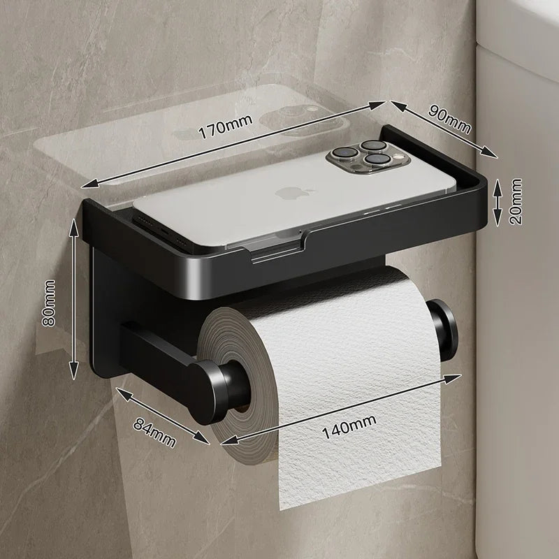 Eprolo black gold bathroom wall mount toilet paper holder with multifunctional design and sleek finish