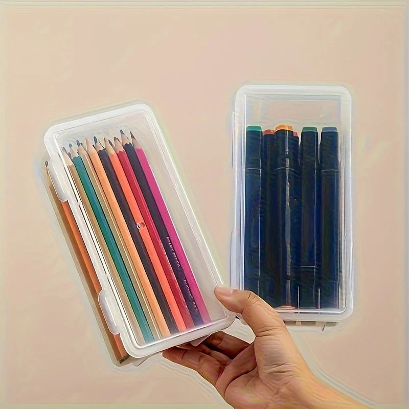 Large clear plastic storage box with hinged lid from eprolo, ideal for organizing household or office items.