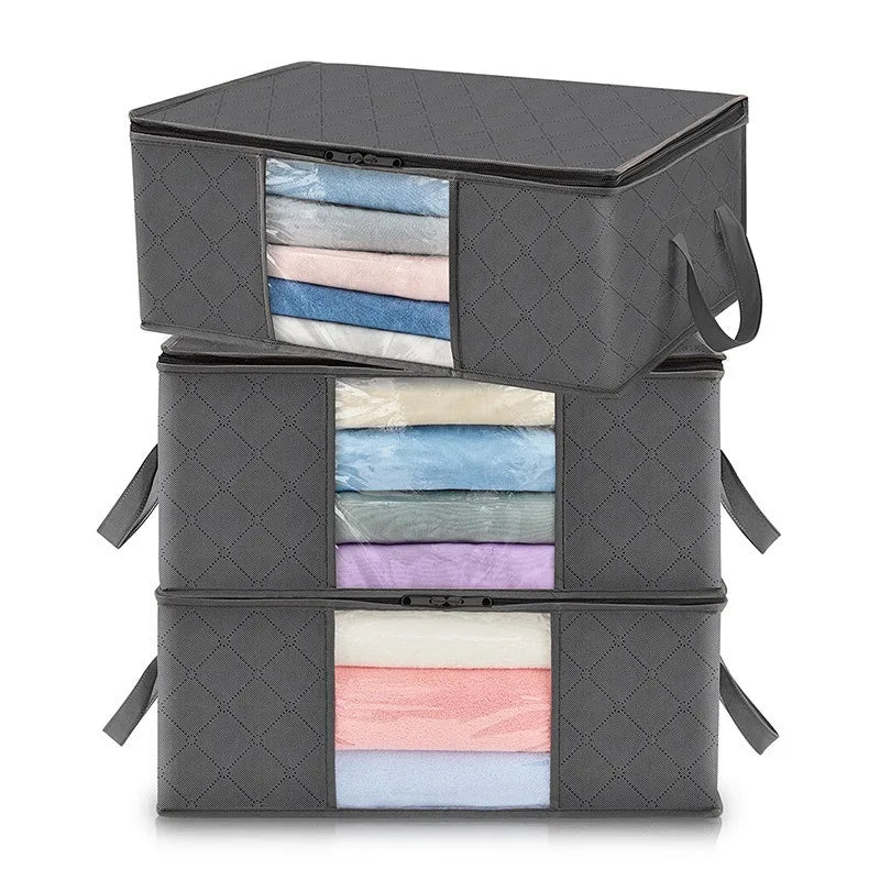 Eprolo foldable clothes storage bag with large capacity for blankets and clothing, featuring a convenient, space-saving design.