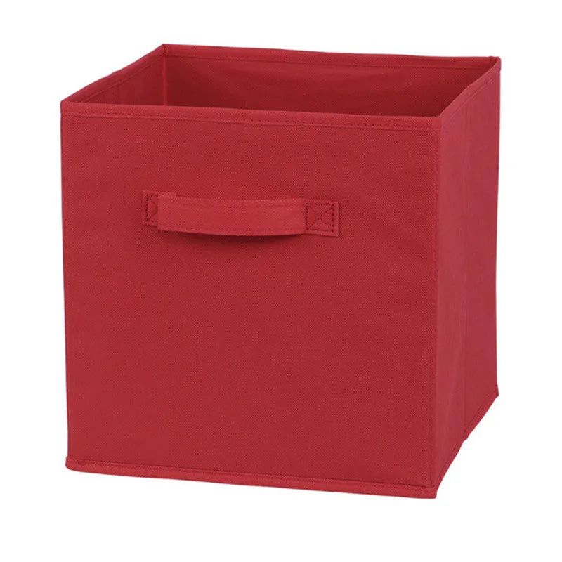 Eprolo cube non-woven fabric storage bin, collapsible home storage box in beige with handles for organization and decluttering.