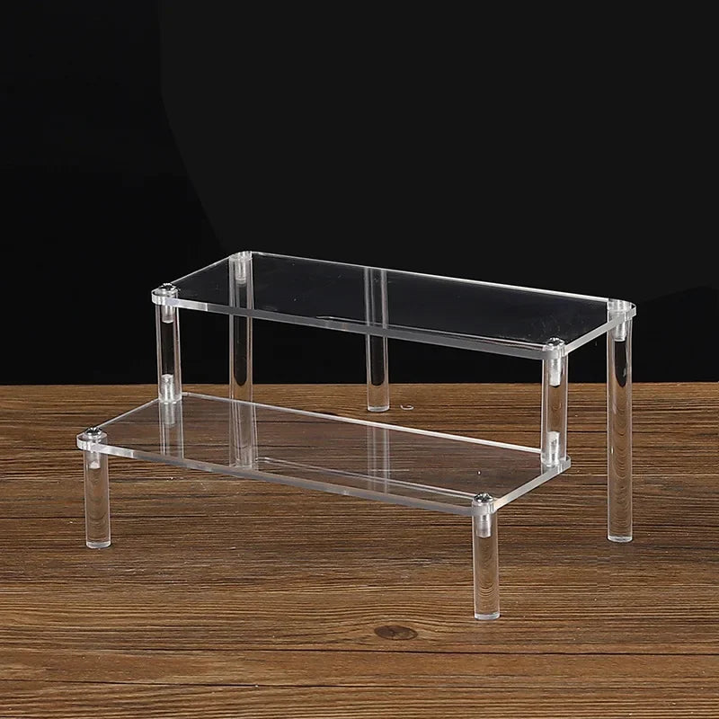 Clear acrylic display stand with 1-5 tiers for cupcakes, ideal for showcasing desserts or small items.