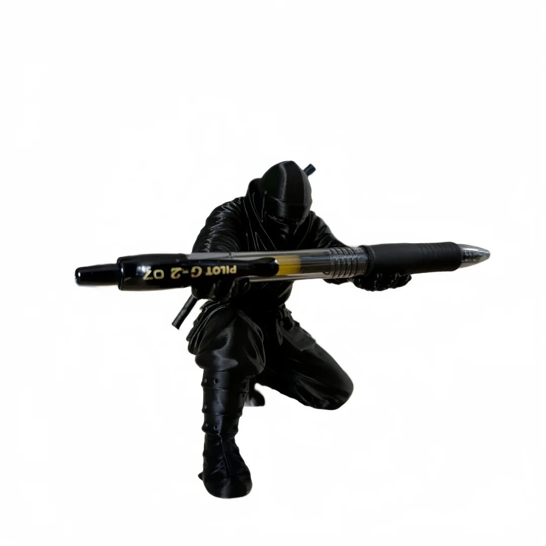 Black resin Warrior pen holder desktop organizer with compartments for stationery, by eprolo.