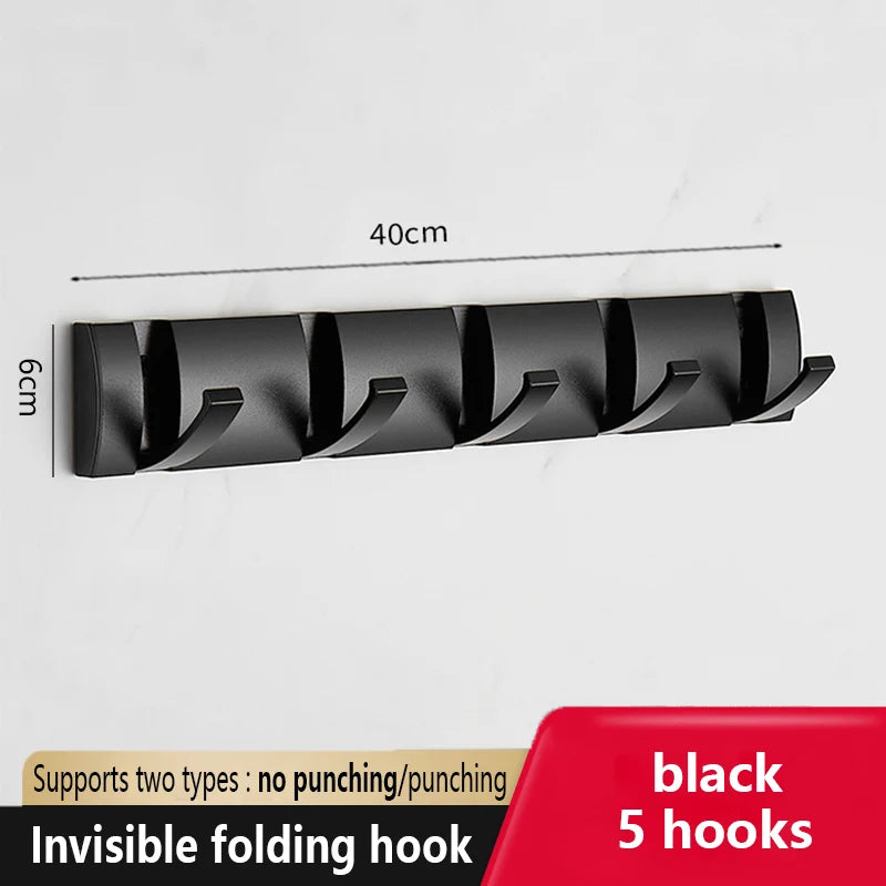 Eprolo folding door hooks and towel hanger wall rack with nail-free punch design, ideal for bathroom or closet organization.