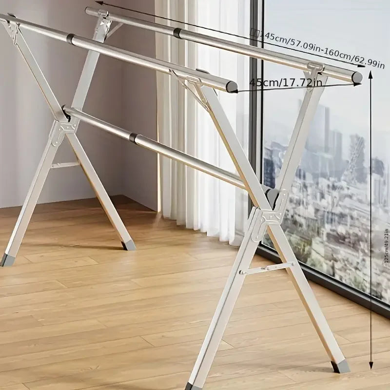 Eprolo folding metal drying rack with 20 hooks, retractable large capacity X-frame for laundry and drying needs