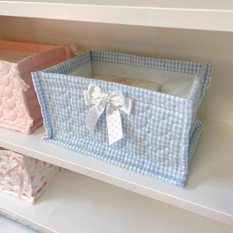 Eprolo square storage basket with flower design, desktop organizer for cluttered spaces, made of durable material.