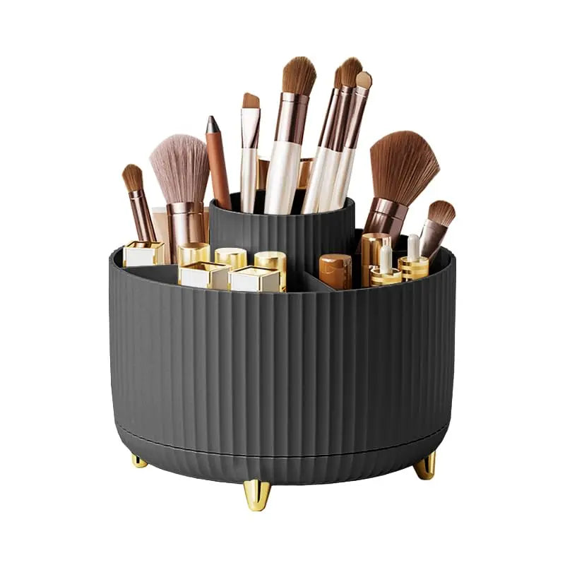 Large capacity eprolo storage box with 360° rotating cosmetic organizer showing multiple compartments and clear design.