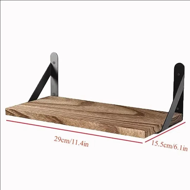 Eprolo wooden floating wall shelves for bathroom, hanging racks with a natural finish and modern design, mounted on a wall.