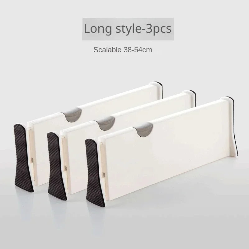 Adjustable eprolo 4-pack drawer dividers organizer with retractable design for customizable storage in kitchen or desk drawers.