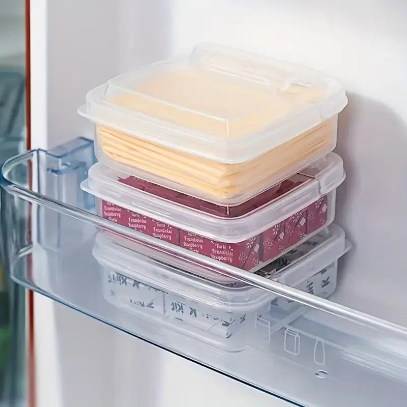 Two transparent butter and cheese storage boxes from eprolo, ideal for refrigerator organization and food preservation.
