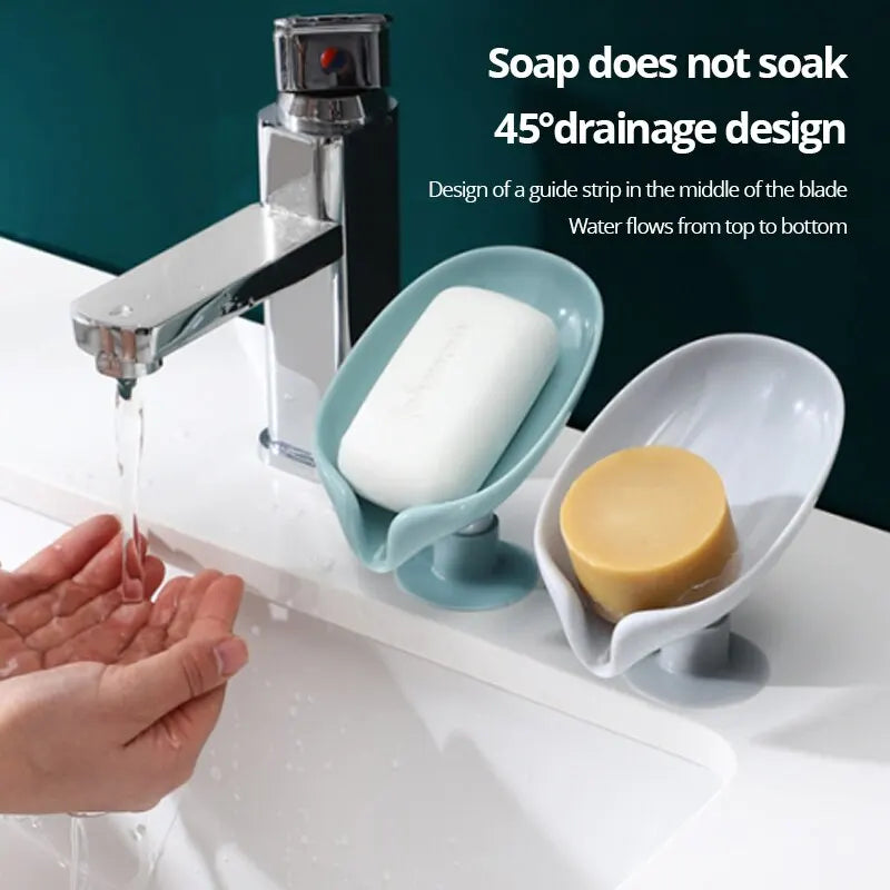 Eprolo soap box with draining rack, punch-free suction cup design, waterproof plastic soap storage holder for bathroom or kitchen