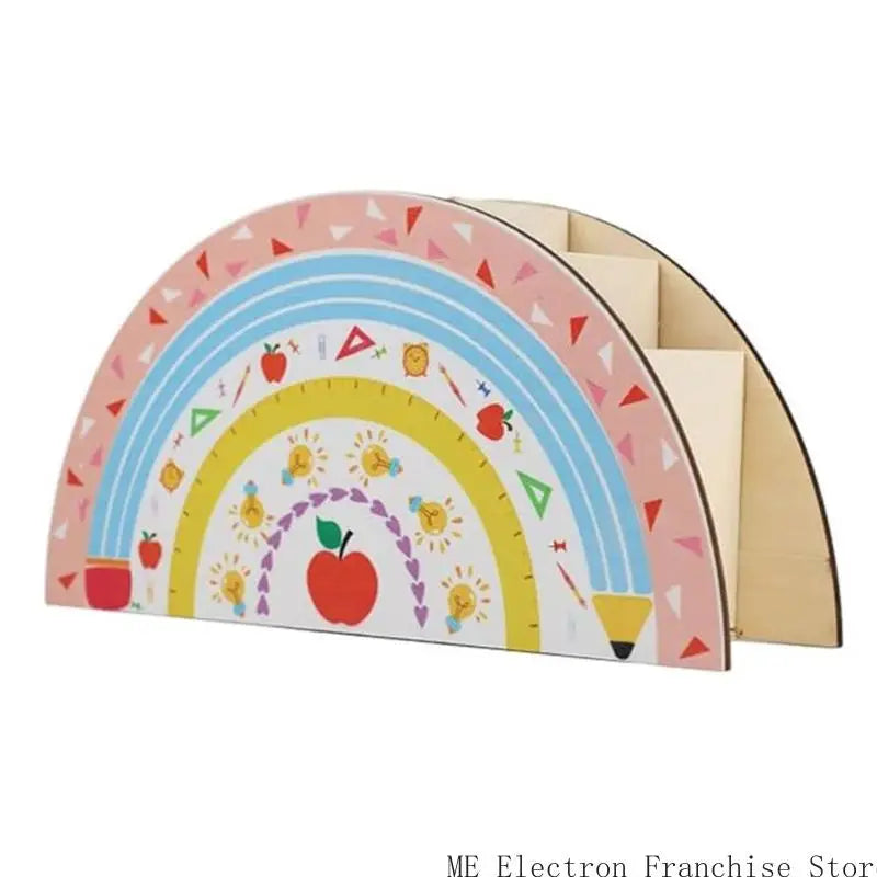 Rainbow pen cup organizer with five compartments for pencils and stationery, decorative desktop storage by eprolo.