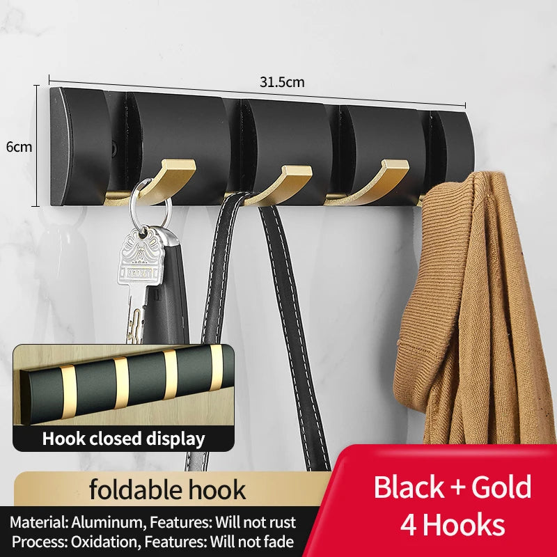 Eprolo folding door hooks and towel hanger with nail-free wall rack for convenient hanging and organization.