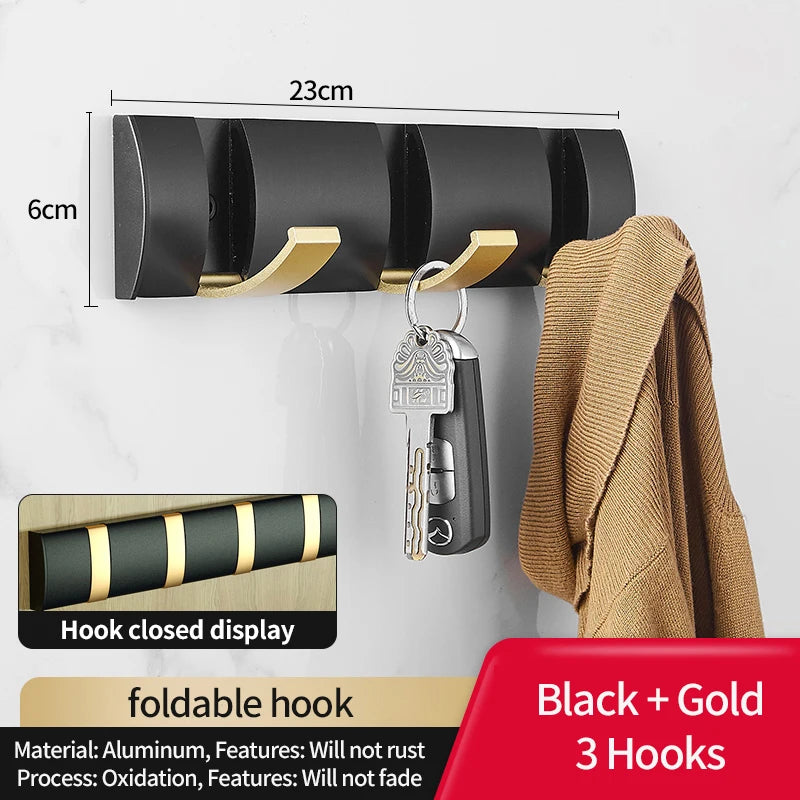 Eprolo folding door hooks towel hanger wall rack with nail-free punch design, ideal for bathroom or bedroom organization.