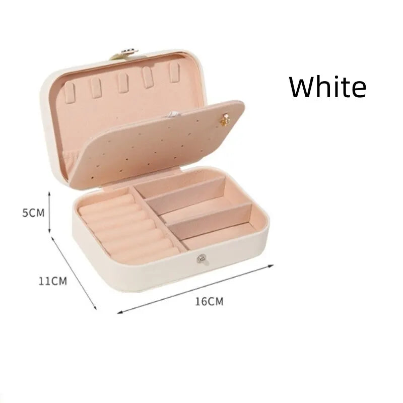 Eprolo double storage box for rings and earrings, small zipper jewelry organizer with multiple compartments for jewelry storage.