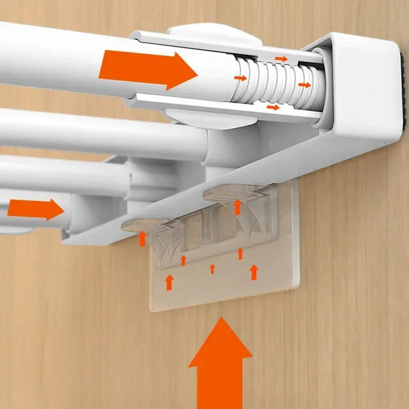 White expandable divider for wardrobe storage by eprolo, punch-free and retractable layers for organized closet space