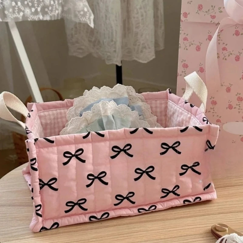 Square storage basket by eprolo, flower design desktop organizer with compartments for organizing office or craft supplies.