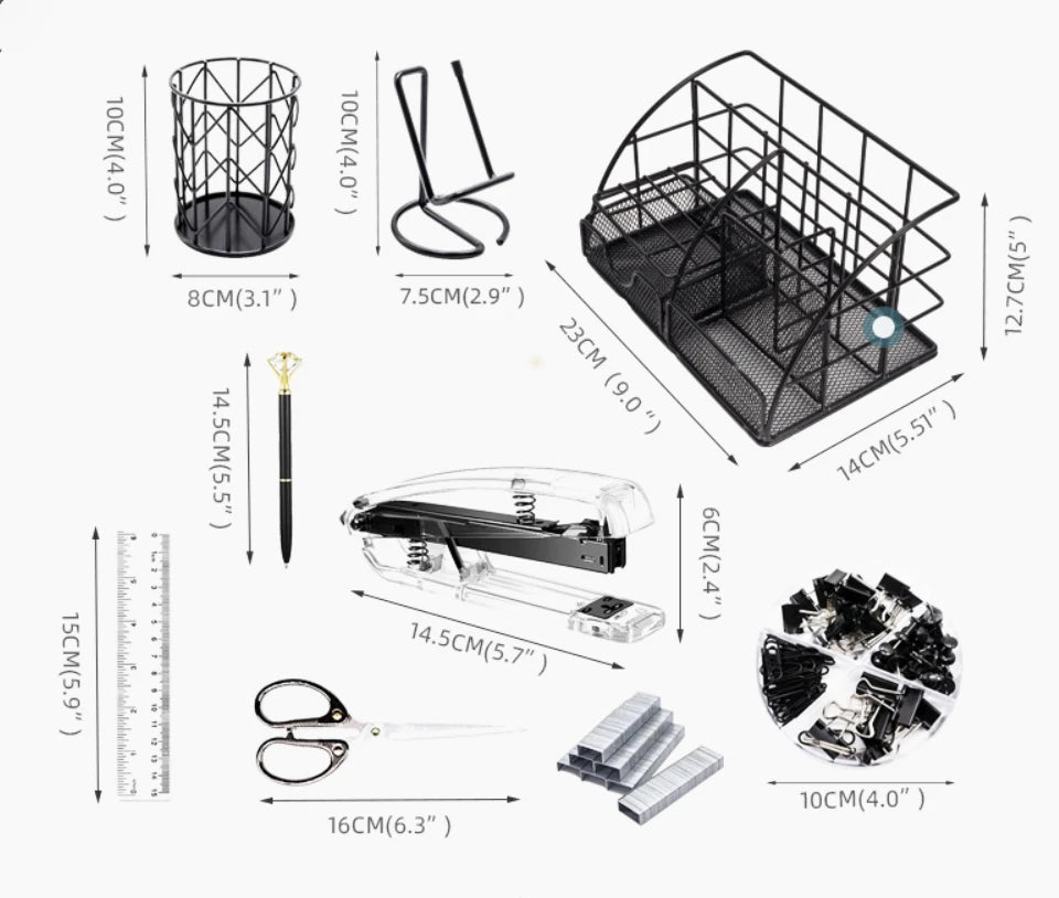 eprolo desk organizer accessories set with stapler and pen holder, versatile office supplies for workspace organization