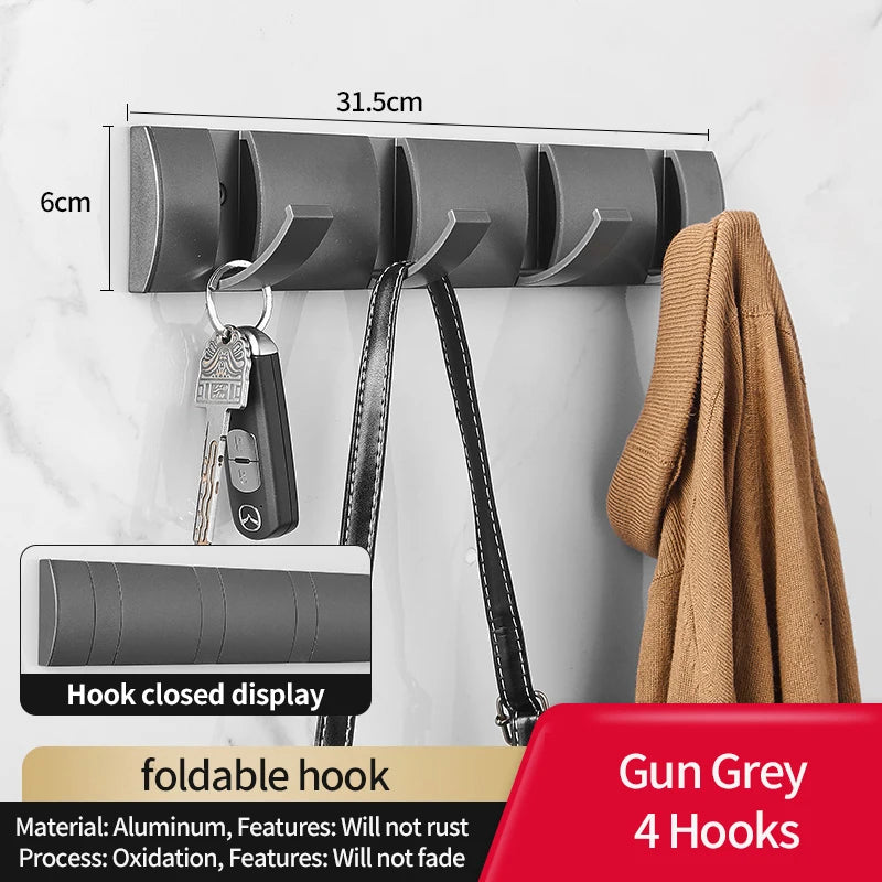 Eprolo folding door hooks towel hanger nail-free punch wall rack hook mounted on a door for towels or accessories.