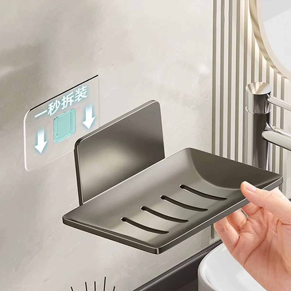 Eprolo Stenoc No Drilling aluminum alloy bathroom shower soap holder mounted on tiled wall