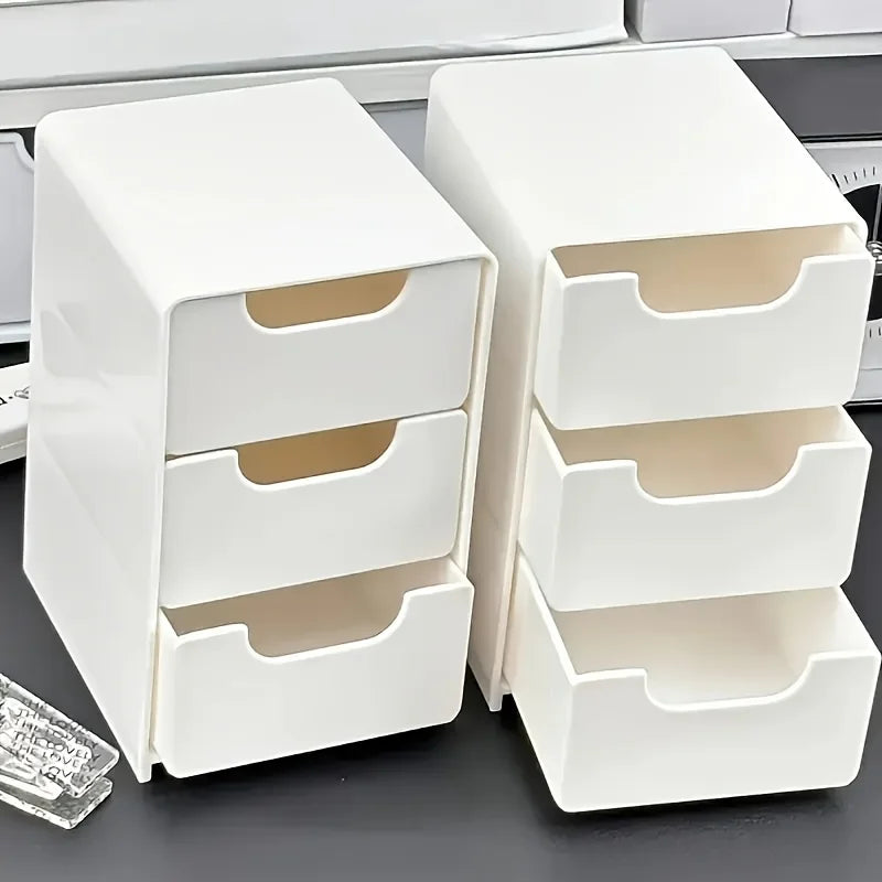 eprolo portable 3-tier desk organizer with drawers, stylish divider box for efficient office or workspace storage.