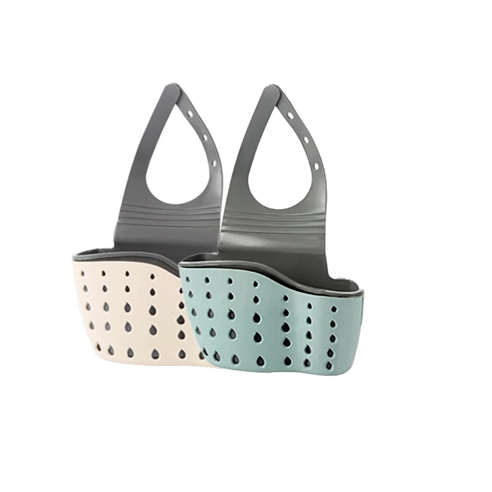 Adjustable eprolo kitchen sink drain basket and soap sponge holder for organized home storage, with drainage design.