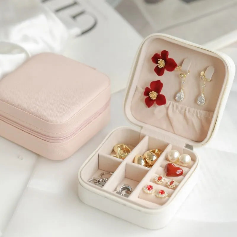 eprolo double storage box for rings and earrings, small zipper bag with organized compartments for jewelry storage