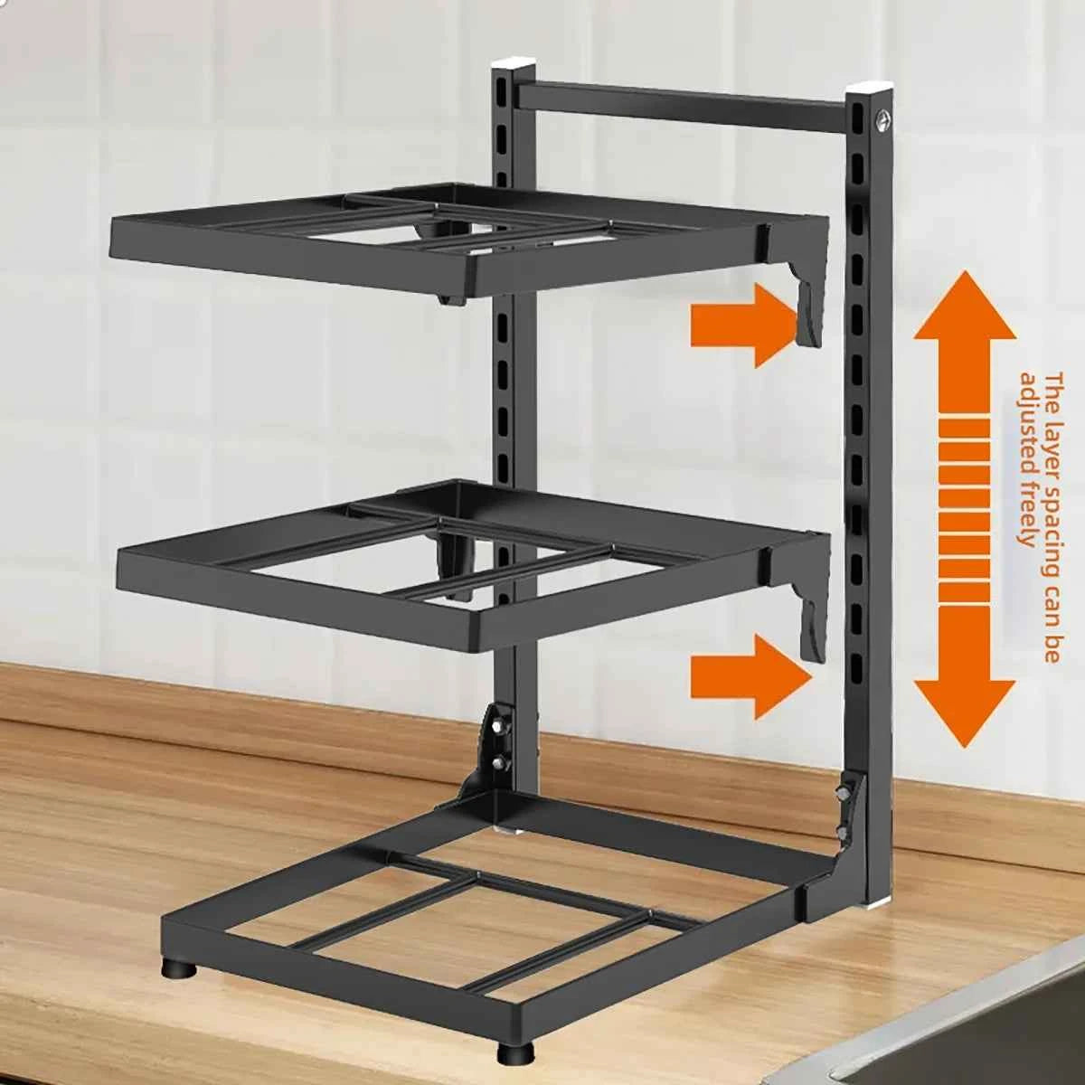Kitchen Shelf Space-saving Kitchenware Storage Rack Adjustable Pot Rack