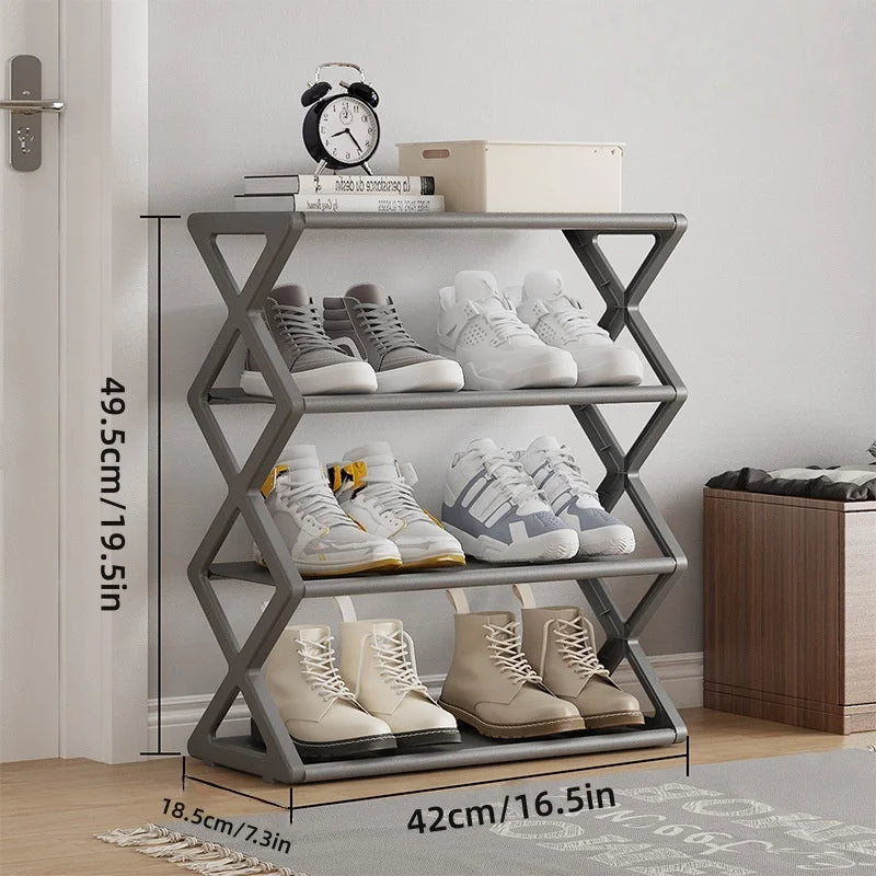 Foldable 4-tier shoe organizer by eprolo, space-saving standing shoe rack with multiple shelves for organized footwear storage.