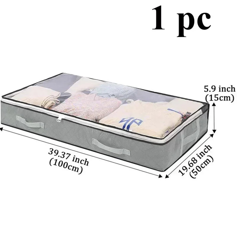 Eprolo dustproof under bed storage box with reinforced handles, available in 1, 2, or 3-piece sets, made of durable fabric.
