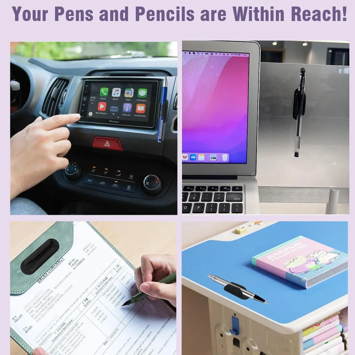 eprolo creative self-adhesive pencil holder pen rack with anti-lost and anti-fall design for organized desk storage