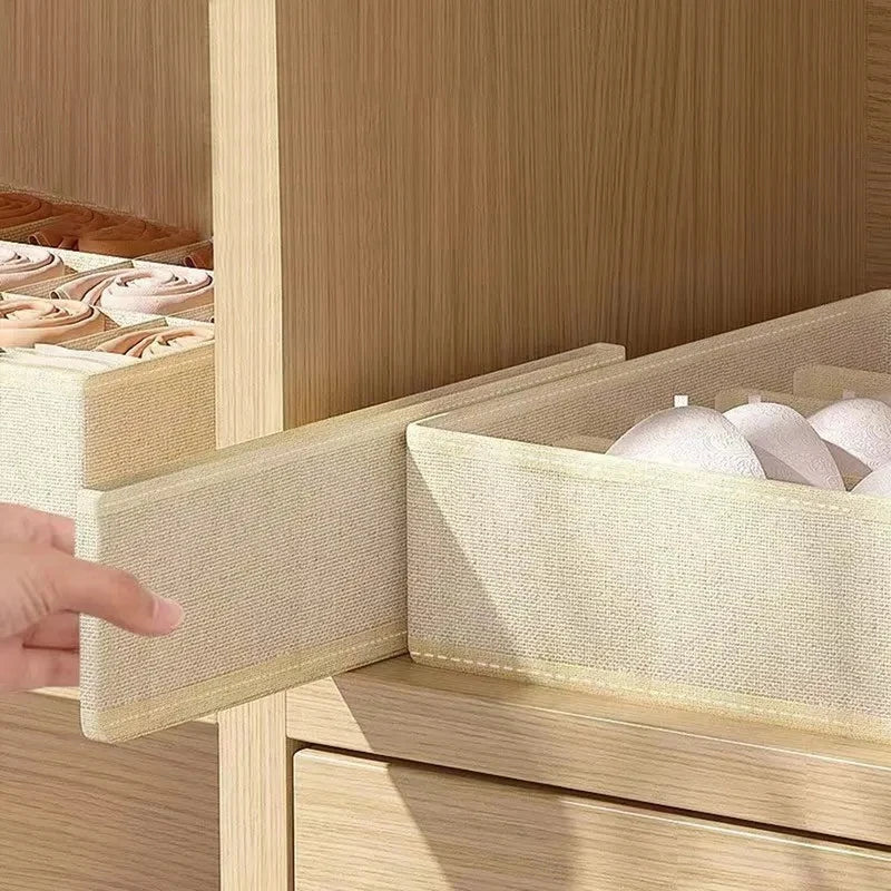 Eprolo underwear organizer with bra, panties, and sock storage boxes for neat, compact closet organization.