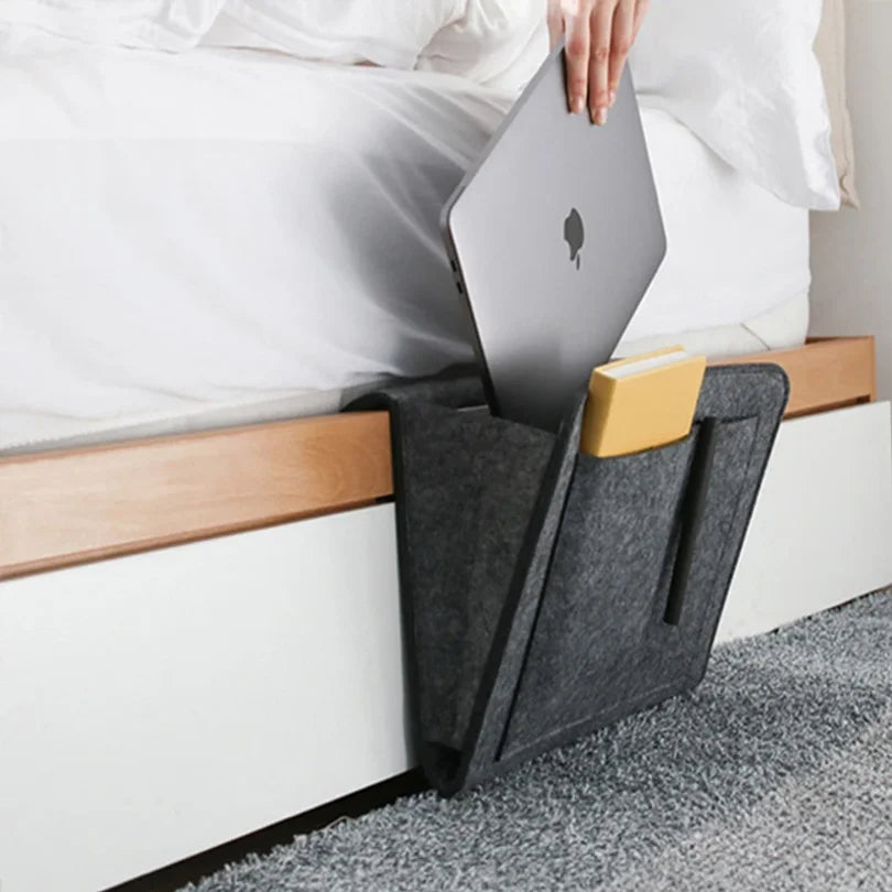 Eprolo felt bedside storage pouch hanging organizer with multiple pockets for bed or sofa use