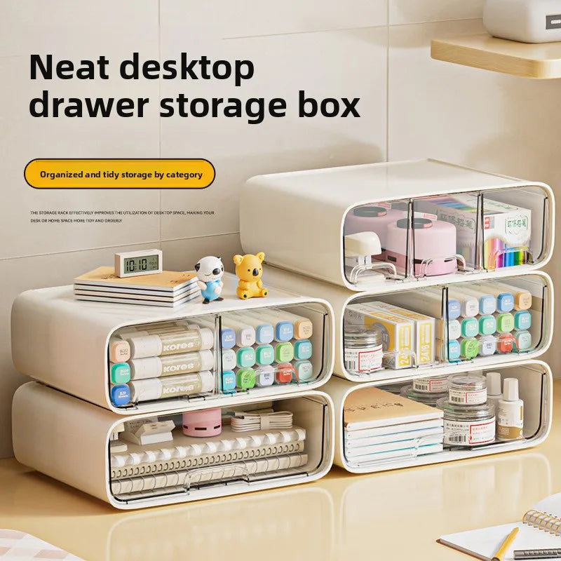 eprolo desktop storage box with drawers for cosmetics and stationery, compact organizer for home or office use