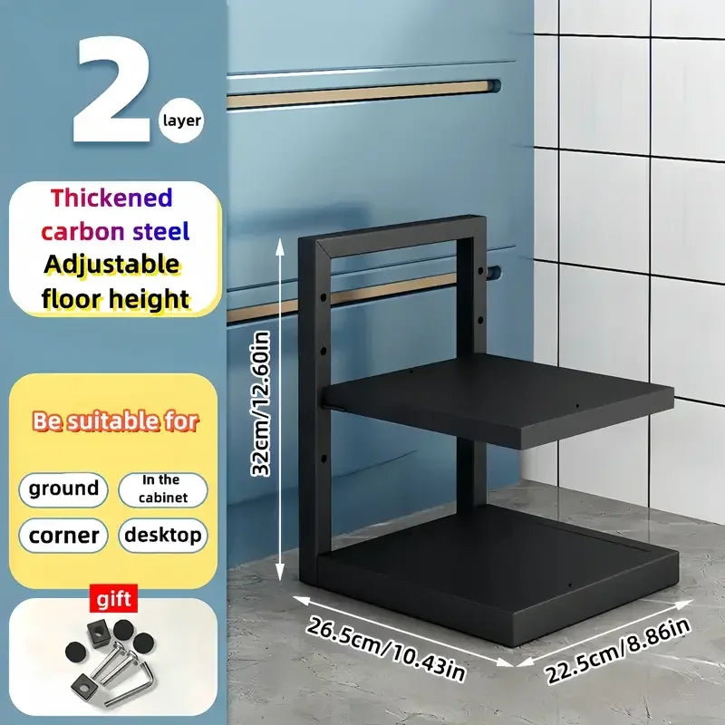 Adjustable stainless steel pot rack organizer by eprolo with hooks for kitchen pot storage and organization.