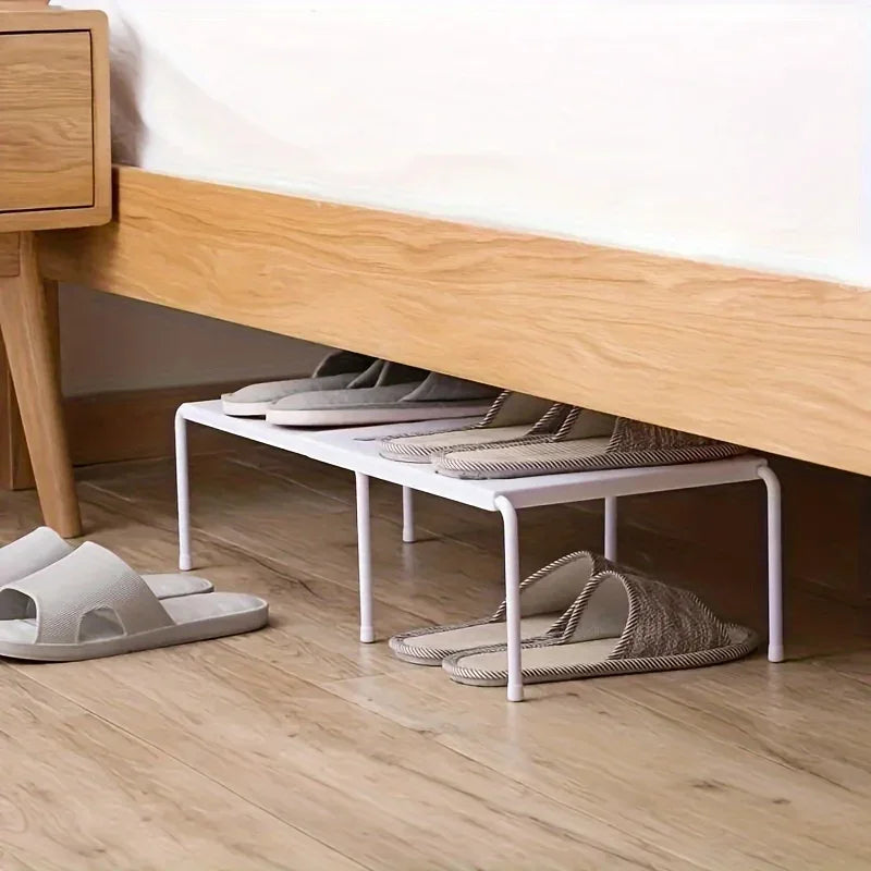 Adjustable plastic shoe rack with multiple tiers for space-saving storage, featuring a durable and lightweight design by eprolo.
