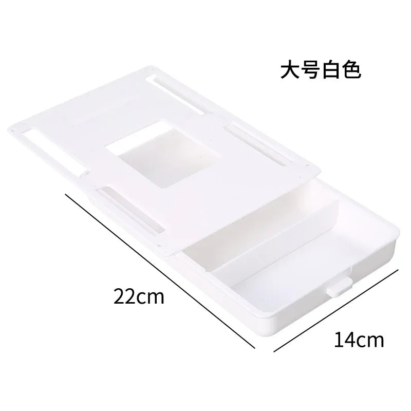 eprolo hidden drawer organizer with no-punch design, under desk stationery box tray for desk organization and storage.