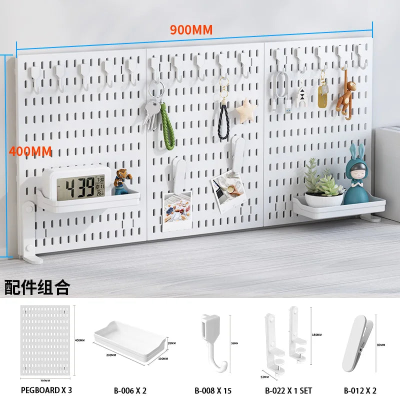 eprolo Home & Office Desktop Pegboard height-adjustable standing storage rack with hooks and compartments for organized workspace.