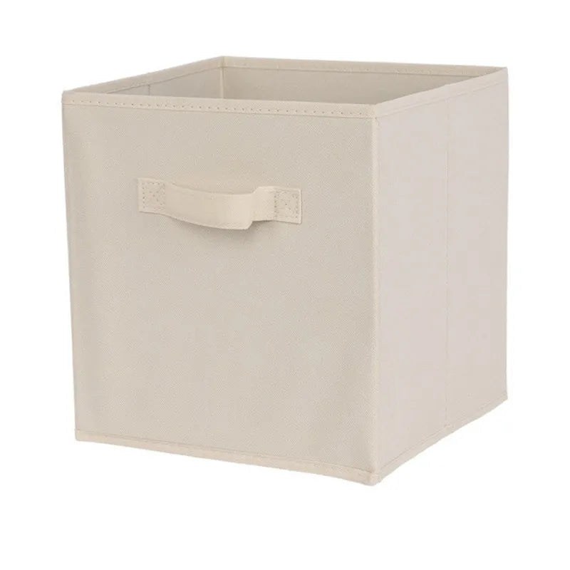 Eprolo cube non-woven fabric storage bin, collapsible storage box for home organization and supplies in beige.