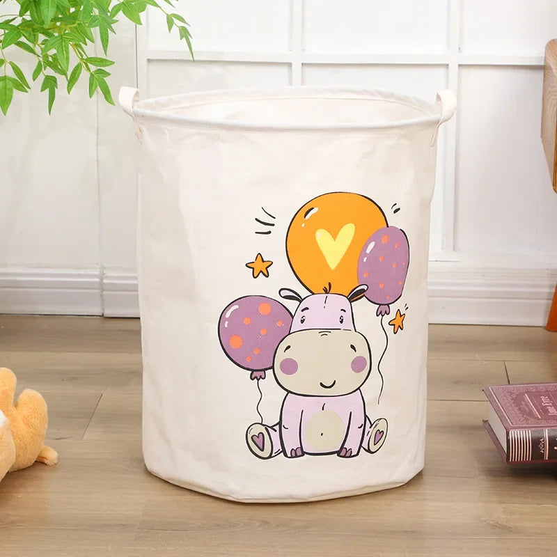 Large cartoon canvas laundry toy organizer basket by eprolo, shaped like a fun animal barrel for children&