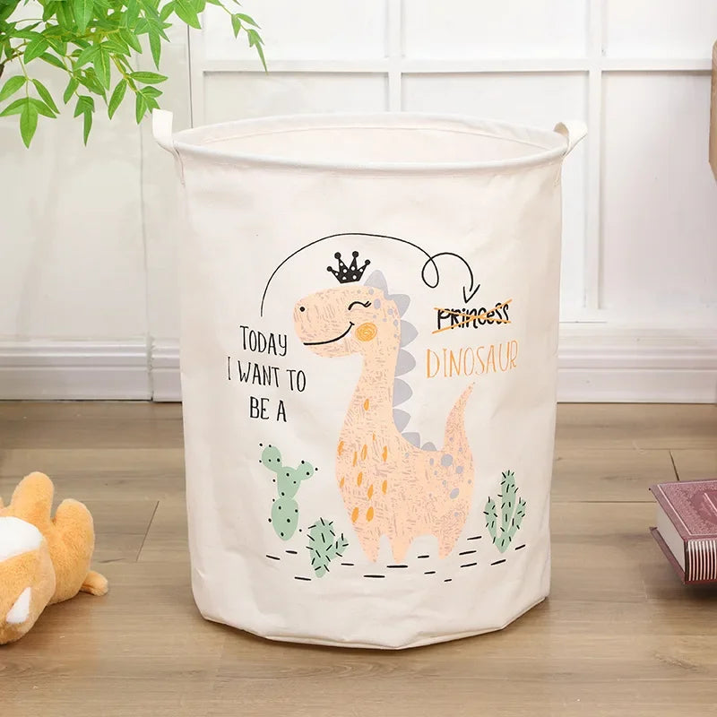 Large cartoon canvas laundry basket by eprolo featuring animal-themed laundry toys organizer in a barrel shape