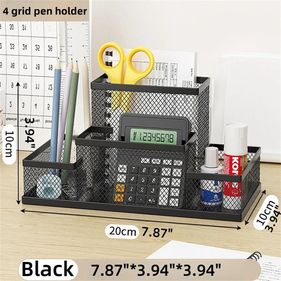Creative metal desk stationery organizer by eprolo with pen holder and file storage for office or workspace organization.