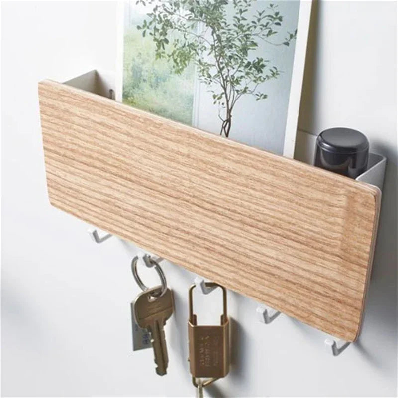 eprolo wall hanging bamboo key hanger holder with rectangular design for organizing keys and small items on wall.