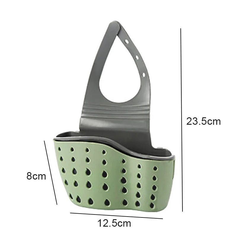 eprolo home storage drain basket for kitchen sink, adjustable soap and sponge holder with drainage slots