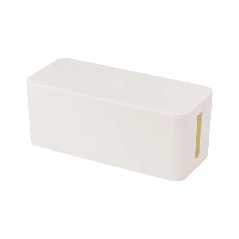 eprolo wooden cable storage box with dustproof cover for organizing power cords and home charger sockets.