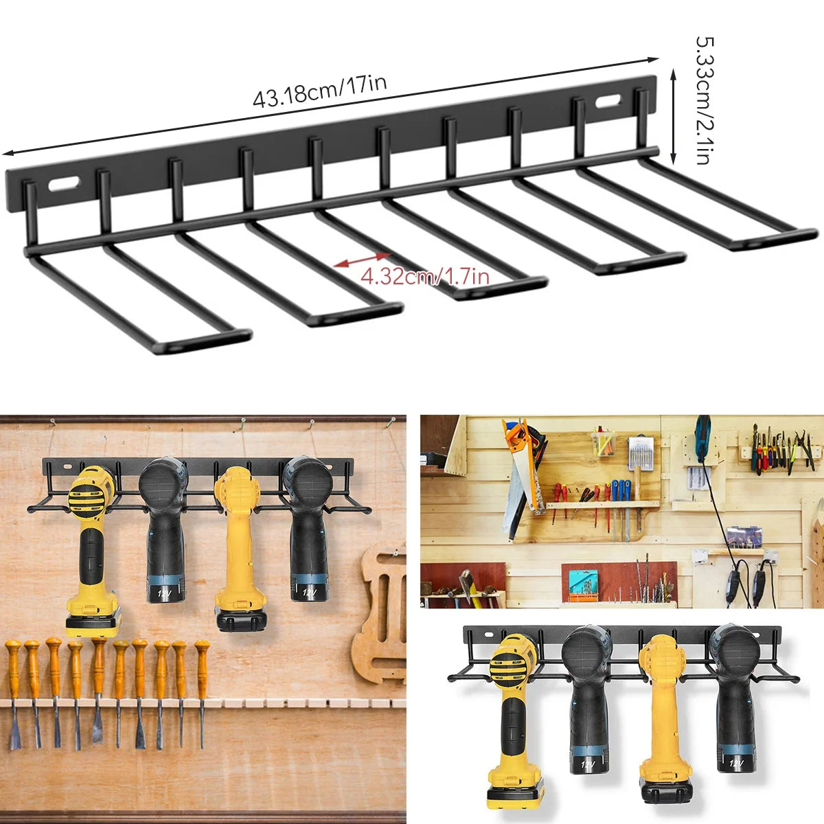 Power Tool Rack Electric Drill Holder Wall Mount Organizer Wrench Tool