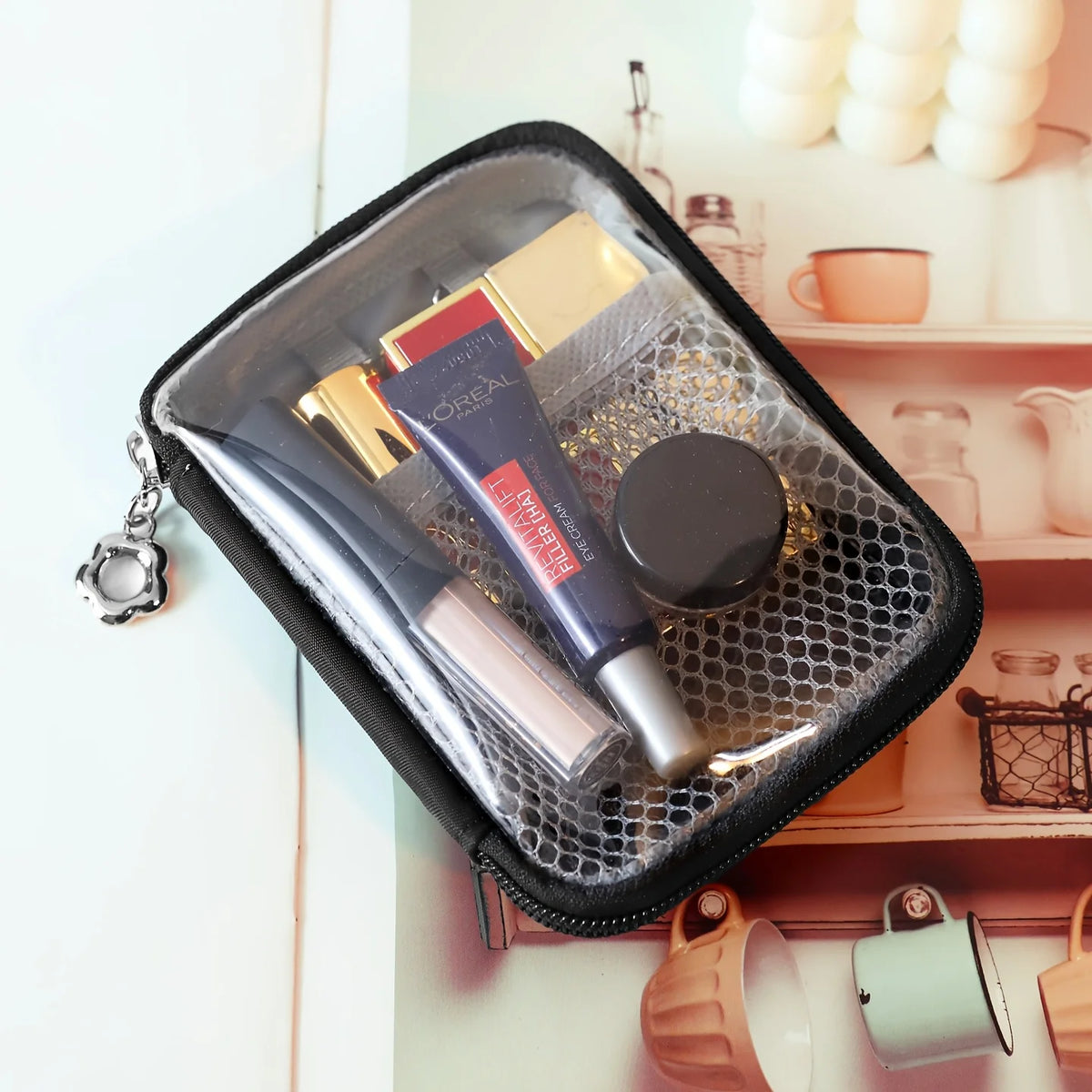 Eprolo PVC clear desktop storage bag with waterproof design and large capacity, ideal for organizing office or home supplies.