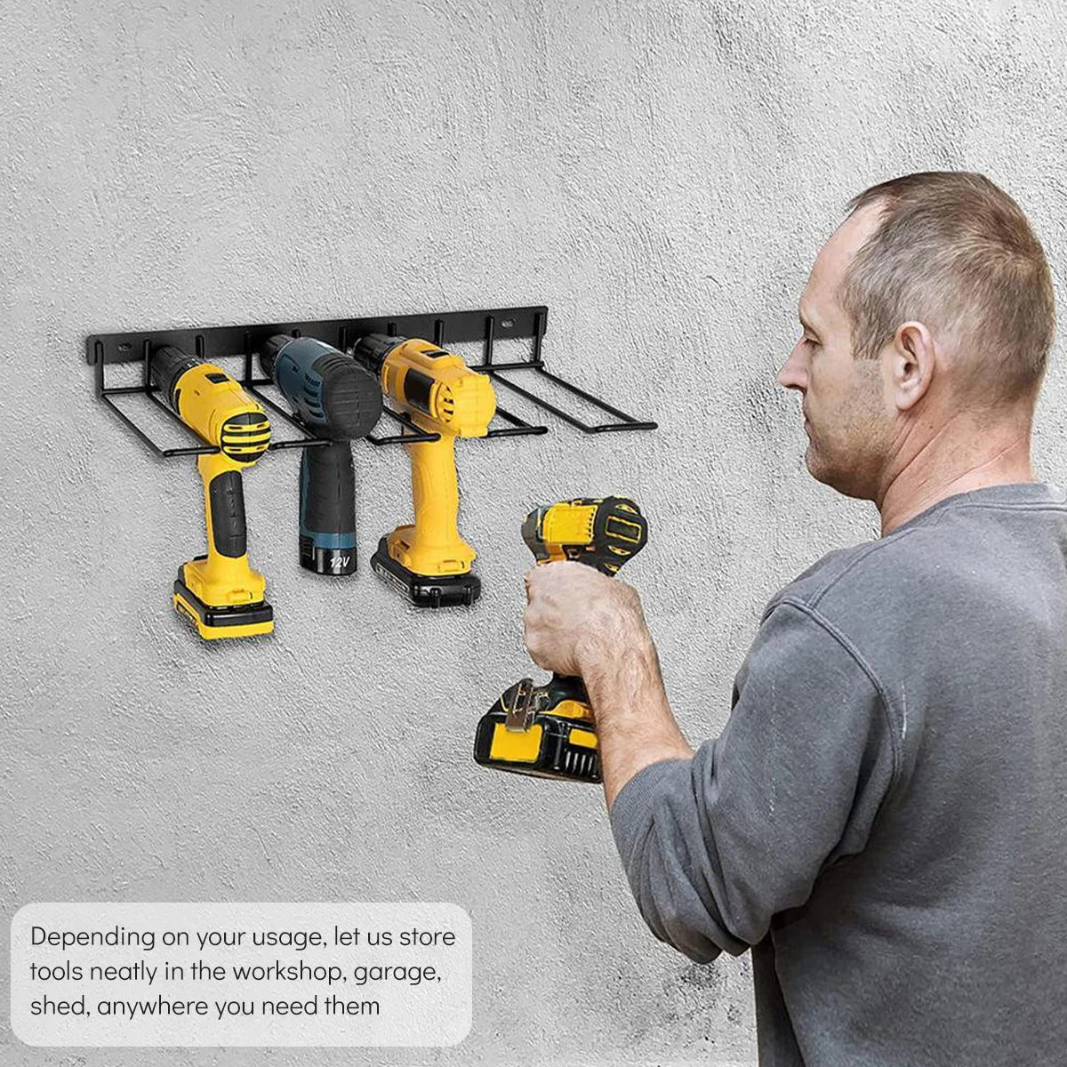 Power Tool Rack Electric Drill Holder Wall Mount Organizer Wrench Tool