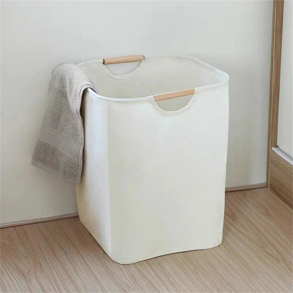 Waterproof cotton linen laundry basket by eprolo with handles, designed for dirty clothes and fabric organization.